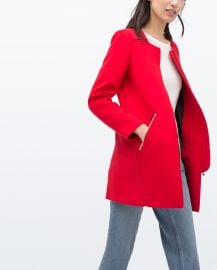 Zipped Round Neck Coat at Zara