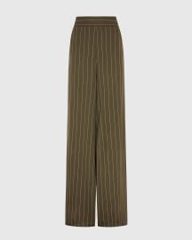 Zoe Pinstripe Elastic High Waist Satin Trousers Khaki JAKI at Jaki