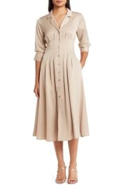 Zoe and Claire Pleat Midi Shirtdress at Nordstrom