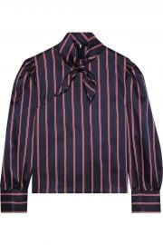 Zoe tie-neck striped satin-twill blouse at The Outnet