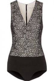 Zooey lace and stretch-jersey bodysuit at The Outnet