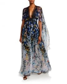 Zuhair Murad Long Dress With Cape at Neiman Marcus