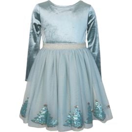 Zunie Kids\' Long Sleeve Crushed Velvet & Mesh Party Dress at Nordstrom