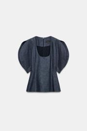 Zw Collection Puff Sleeve Denim Blouse at Zara