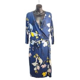 a new day Dress Womenaposs Multi Color Floral Print Wrapped 34 Sleeve Size L NWT eBay at eBay