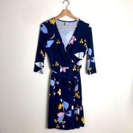 a new day Dresses A New Day Navy Floral Dress 34 Sleeve Stretch Maxi Tie Waist Women Small Poshmark at Poshmark