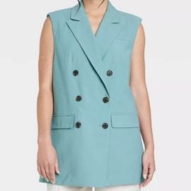 a new day Jackets amp Coats A New Day Teal Double Button Blazer Vest Size M Poshmark at Poshmark