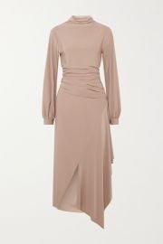 aaiz  l - Asymmetric draped stretch-jersey turtleneck midi dress at Net A Porter