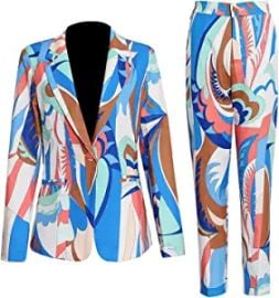 abstract blazer and pants at Amazon