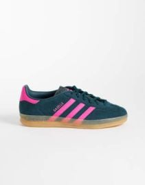 adidas Originals Gazelle Indoor sneakers in dark green and bright pink at ASOS