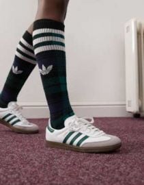 adidas Originals Samba OG sneakers in white and dark green at ASOS
