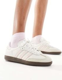 adidas Originals Samba OG sneakers in white and light pink at ASOS