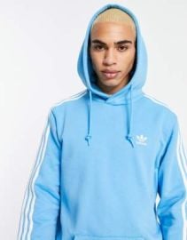 adidas Originals adicolor three stripe hoodie in sky blue at ASOS