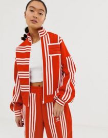 adidas Originals x Ji Won Choi mixed stripe track jacket in red   ASOS at Asos