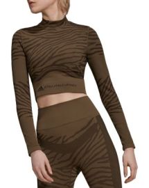 adidas by Stella McCartney Zebra Striped Jacquard Cropped Long Sleeve Top   Bloomingdales at Bloomingdales