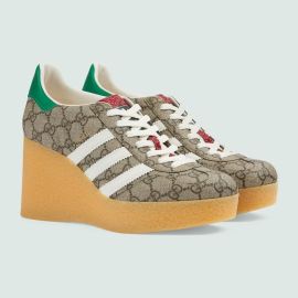 adidas x wedge Gazelle sneaker in beige and ebony Supreme US at Gucci