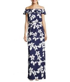 adrianna papell Petite Simple Delight Off-The-Shoulder Printed Maxi Dress at Dillards