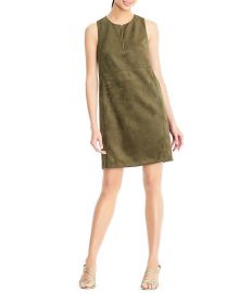 adrianna papell Zip Front Faux Suede Sleeveless Shift Dress at Dillards