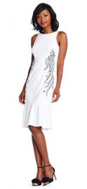 adrianna papell crepe trumpet dress with vine embroidery at Adrianna Papell