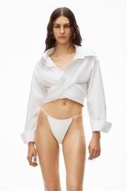 alexanderwang CROSS DRAPE CROP SHIRT IN COMPACT COTTON WHITE - alexanderwang US at Alexander Wang 