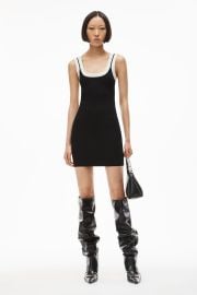 alexanderwang LOGO TRIM MINI DRESS IN CHENILLE VISCOSE BLACKWHITE - alexanderwang US at Alexander Wang