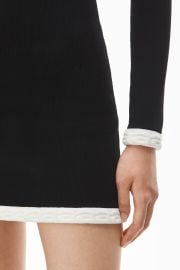 alexanderwang LOGO TRIM MINI SKIRT IN CHENILLE VISCOSE BLACKWHITE - alexanderwang US at Alexander Wang LOGO TRIM MINI SKIRT IN CHENILLE VISCOSE