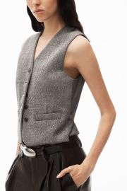 alexanderwang collarless vest in herringbone tailoring GREYBLACK - alexanderwang US at Alexander Wang