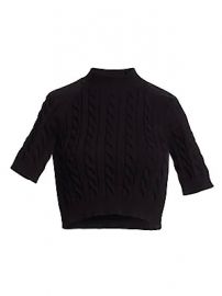 alexanderwang t - Cable-Knit Short-Sleeve Crop Sweater at Saks Fifth Avenue