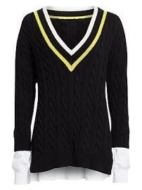 alexanderwang t - Layered Varsity Cable-Knit Sweater at Saks Fifth Avenue