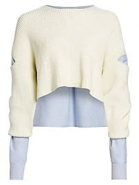 alexanderwang t - Mixed-Media Cropped Sweater at Saks Fifth Avenue