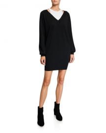 alexanderwang t Bi-Layer Long-Sleeve Sweater Dress at Neiman Marcus