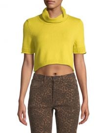 alexanderwang t Cropped Turtleneck Short-Sleeve Sweater at Neiman Marcus