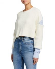 alexanderwang t Ribbed Bilayer Cropped Pullover at Neiman Marcus