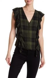 alice   olivia   Janet Ruffled Plaid Top   Nordstrom Rack at Nordstrom Rack