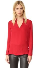 alice   olivia Daina Side Slit Silk Blouse at Shopbop