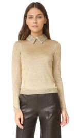 alice   olivia Dia Collared Metallic Sweater at Shopbop