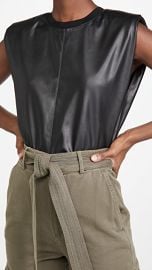 alice   olivia Kendrick Strong Shoulder Vegan Leather Top at Shopbop