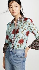 alice   olivia Rana Ruffle Sleeve Button Down Blouse at Shopbop