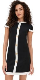 alice + olivia Coley Button Mini Shift Dress Black/Off White 12 at Shopbop