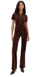 alice + olivia Gorgeous Corduroy Wide Leg Jumpsuit Dark Chocolate 25 at Shopbop