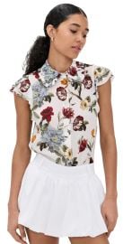 alice + olivia Martel Flutter Sleeve Blouse Provence Floral Sm S at Shopbop