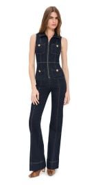 alice + olivia Rachel Sleeveless Denim Jumpsuit Dark Rinse 32 at Shopbop