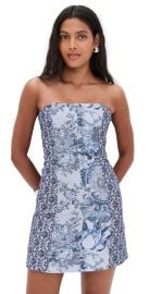 alice + olivia Violet Strapless Seamed Mini Dress Blue Multi 10 at Shopbop