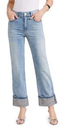 alice + olivia Weezy Jeans with Embellished Cuffs Sierra Light Blue 28 at Shopbop