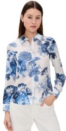 alice + olivia Willa Relaxed Placket Top Affection Small L at Shopbop