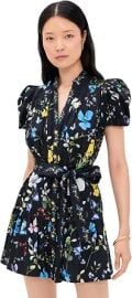 alice + olivia Women's Cora Short Sleeve Tiered Mini Shirt Dress at Amazon