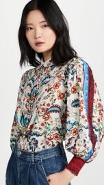 alice  olivia April Embroidered Collar Button Blouse at Shopbop