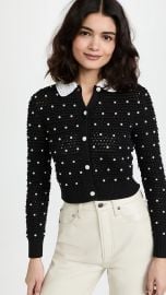 alice  olivia Collins Crochet Imitation Pearl Cardigan at Shopbop