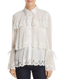 alice and olivia Kartwright Pleated Tiered Blouse at Bloomingdales