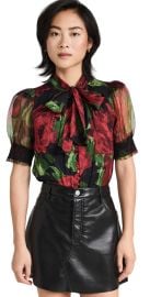 alice olivia Brentley Tie Neck Puff Sleeve Blouse at Shopbop